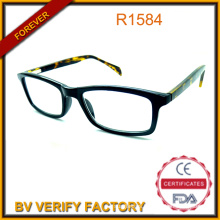 PC Black Frame Reading Glasses with Cp Demi Color Temple Manufacturer R1584